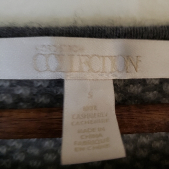 Nordstrom Collection Cashmere Sweatshirt Gray White Scoop Crewneck Size Small - Picture 9 of 11